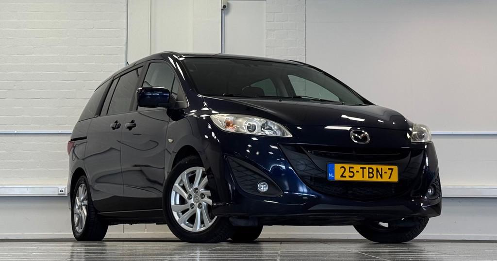 Mazda 5 2.0i 16V TS+ 7p Trekhaak Navigatie Mooi!, Auto's, Mazda, Euro 5, Stof, Gebruikt, Zwart