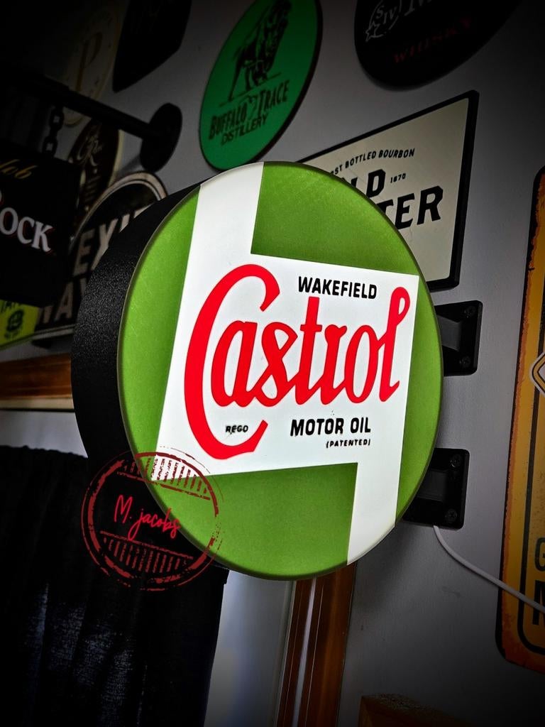 Castrol Dubbele Lichtbak - Groen/Wit met Rood Logo, Verzamelen, Merken en Reclamevoorwerpen, Ophalen of Verzenden, Nieuw, Lichtbak of (neon) lamp