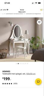Ikea Hemnes kaptafel met spiegel, wit, Ophalen, 100 tot 150 cm, 50 tot 100 cm, Zo goed als nieuw