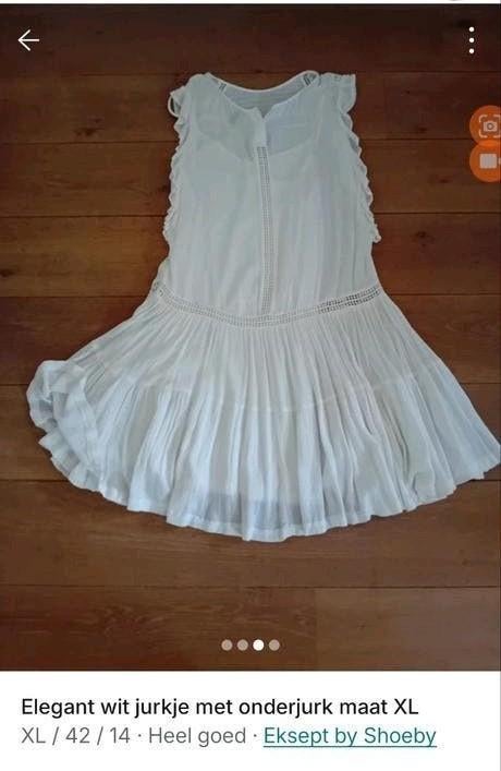 Wit jurkje met onderjurk, Verzenden, Wit, Maat 46/48 (XL) of groter, Zo goed als nieuw