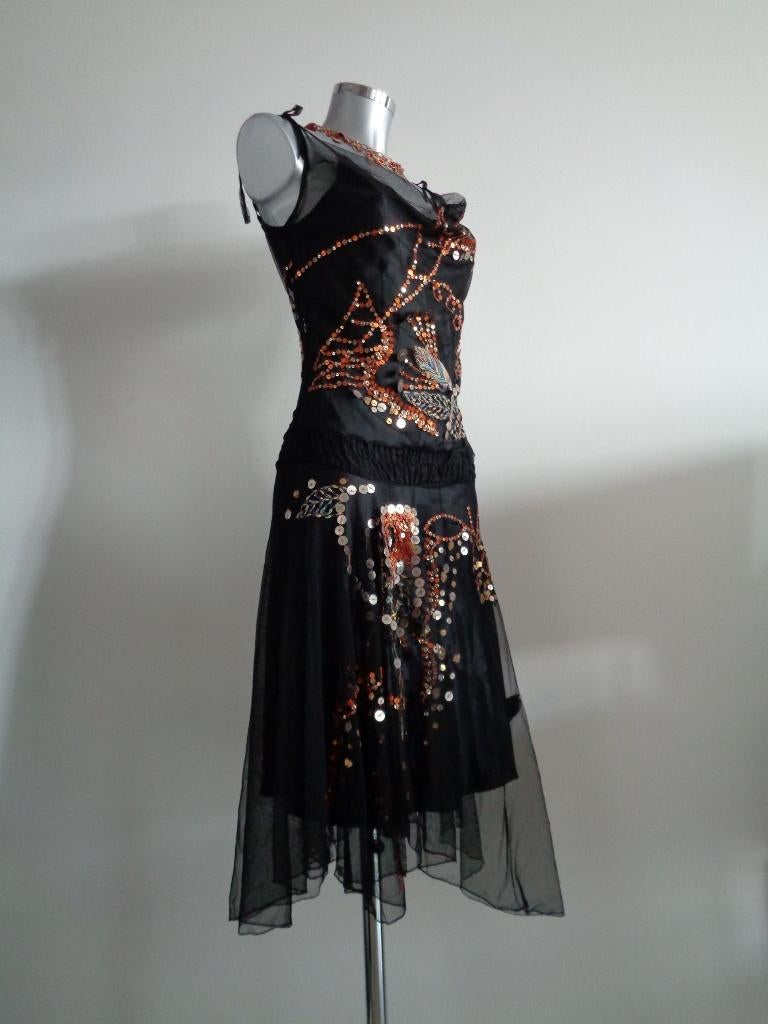 Jorando Italy designer jurk (2-delen) NL36 Nieuw, kaartje, Zwart, Nieuw, Ophalen of Verzenden, Knielengte