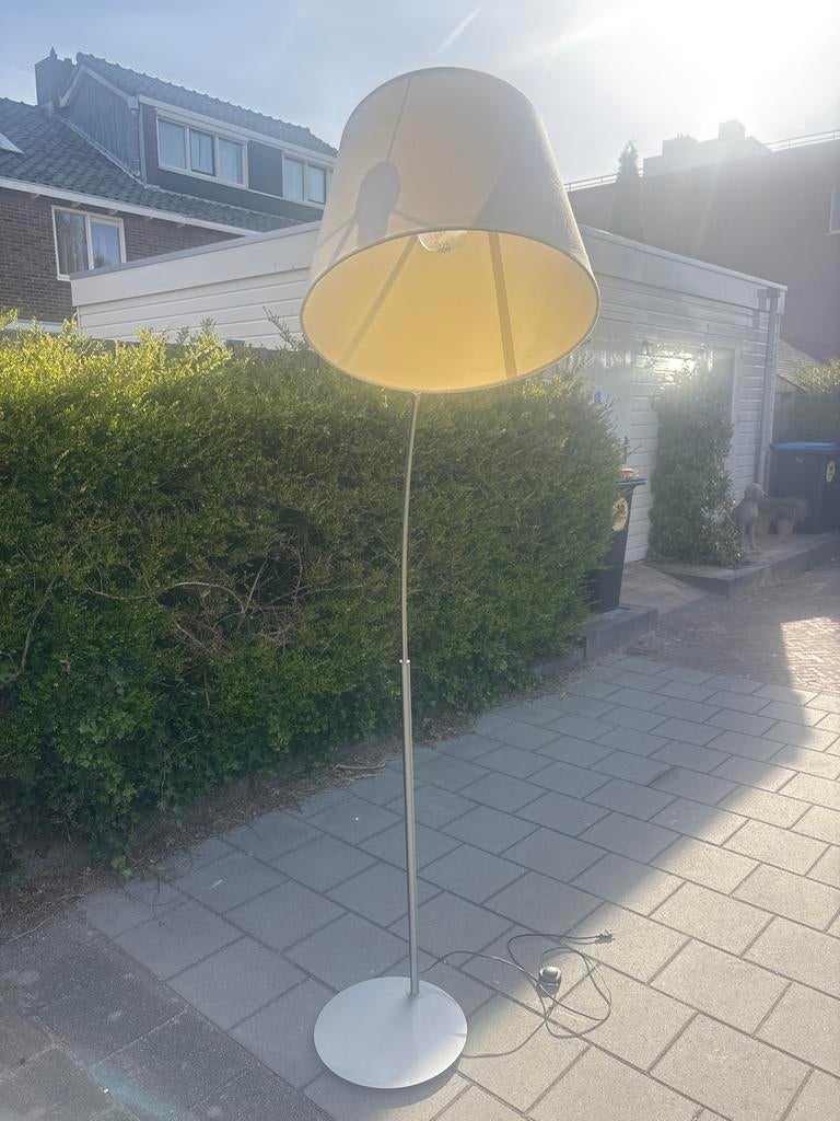 Booglamp met stoffen kap, Ophalen of Verzenden, Gebruikt, Metaal, 150 tot 200 cm