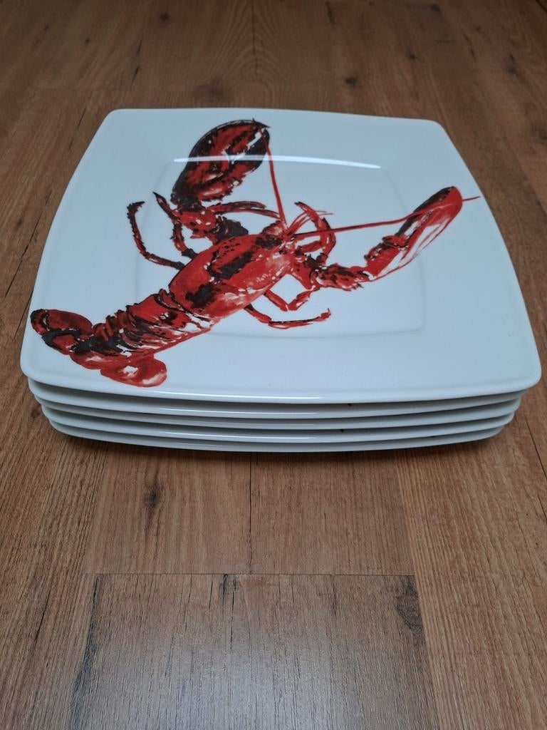 Set van 5 handbeschilderde Kreeftenborden Little Art Fact., Ophalen, Nieuw, Bord(en), Overige stijlen