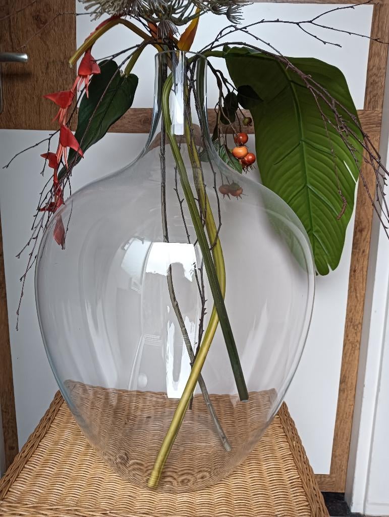 hele grote geblazen gistfles, Huis en Inrichting, Woonaccessoires | Vazen, Ophalen, Overige kleuren, Minder dan 50 cm, Glas