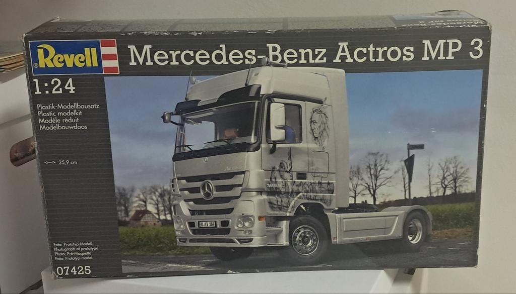Mercedes-Benz Actros MP3. Revell 07425. Schaal 1:24., Hobby en Vrije tijd, Modelbouw | Auto's en Voertuigen, Revell, Groter dan 1:32