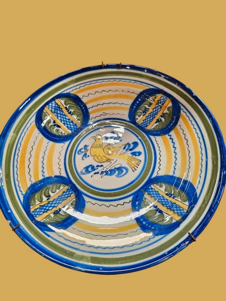 Vintage Handgeschilderd Keramiek Sierbord met Vogelmotief, Antiek en Kunst, Antiek | Keramiek en Aardewerk, Ophalen