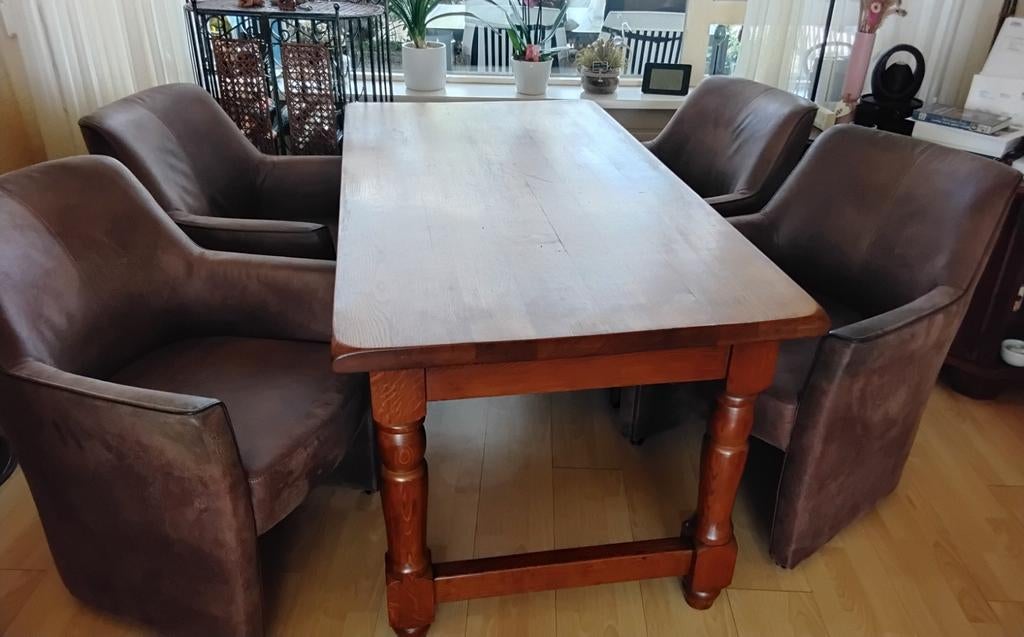 Houten eettafel, Ophalen, Gebruikt, 100 tot 150 cm, Klassiek