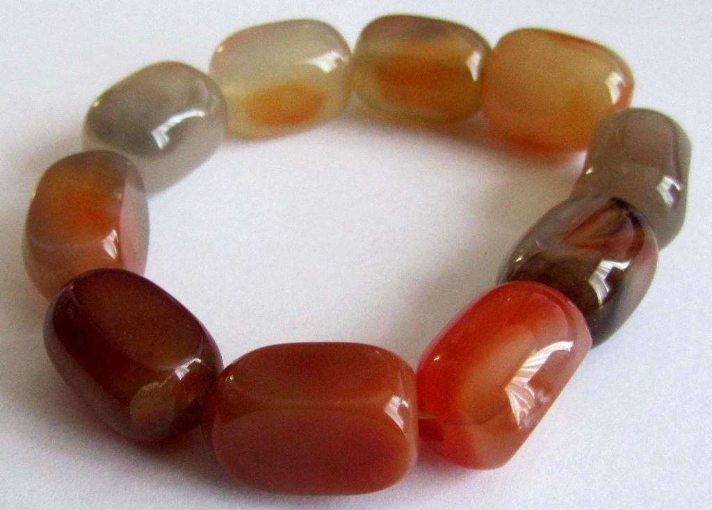 Prachtige grote kralen Natuurlijke Carneool armband, Ophalen, Zo goed als nieuw, Overige materialen, Met edelsteen