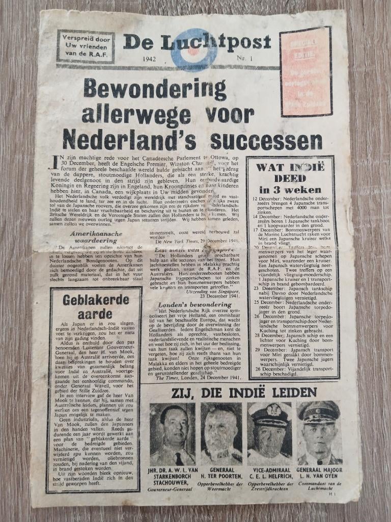 De Luchtpost No. 1 - 1942., Ophalen of Verzenden, Overige soorten, Nederland, Boek of Tijdschrift