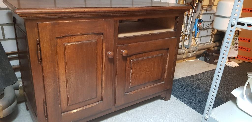 Eiken houten TV kastje, Huis en Inrichting, Kasten | Televisiemeubels, Ophalen, Gebruikt, 100 tot 150 cm, Klassiek