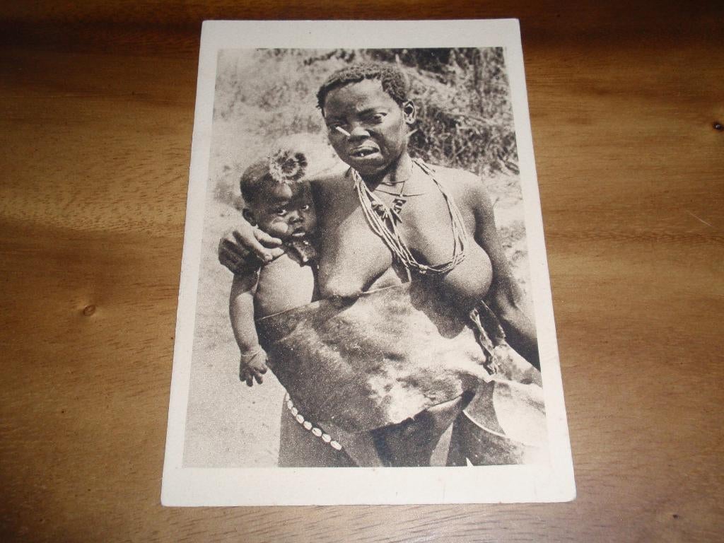 Frans Afrika Congo Inheems Vrouw Botje door neus Baby, Verzenden, Voor 1920, Ongelopen, Buiten Europa