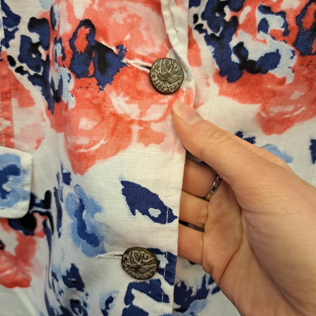 Oui vrolijke luchtige blazer bloemenprint mt 44 artnr 48827, Blauw, ., Maat 42/44 (L), Ophalen of Verzenden