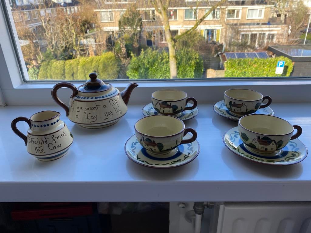 Vintage Engels Theeservies - Handgeschilderd Cottage Design, Ophalen