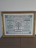 Merklap geborduurd in groentinten, Ophalen of Verzenden