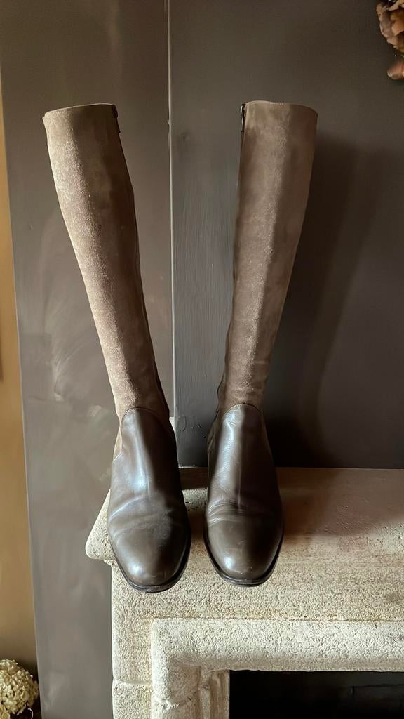 Panara laarzen, suede met leder, taupe/bruin mt.37, Kleding | Dames, Schoenen, Hoge laarzen, Ophalen of Verzenden, Gedragen, Bruin