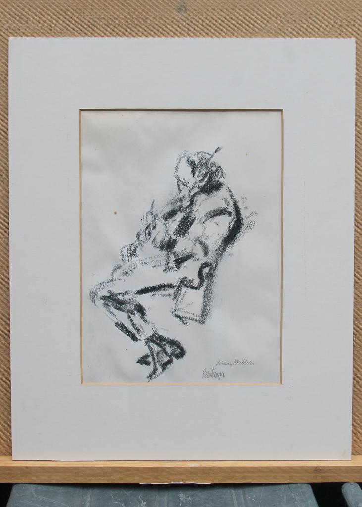 Tekening van violist Herman Krebbers door Cees Bantzinger, Antiek en Kunst, Ophalen