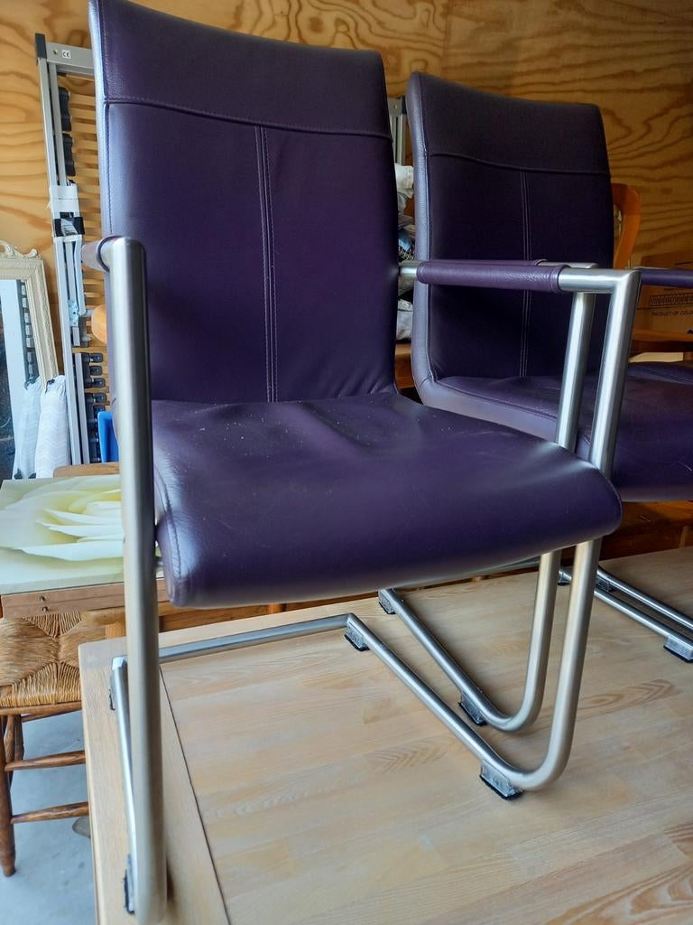 4 eethoek stoelen leder H&H, Ophalen, Overige kleuren