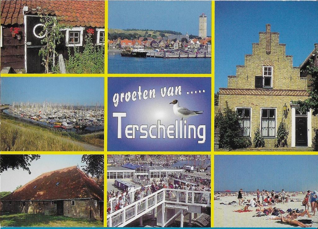 Ch83 ongelopen ansichtkaart groeten uit terschelling, Ophalen of Verzenden, 1940 tot 1960, Ongelopen, Waddeneilanden