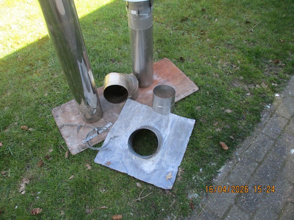 Kachelpijp rvs 150 mm, Huis en Inrichting, Kachels, Overige soorten, Ophalen of Verzenden, Zo goed als nieuw, Vrijstaand