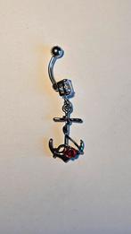 Navelpiercing met anker en strass, Navelpiercing, Gebruikt, Staal, Ophalen of Verzenden