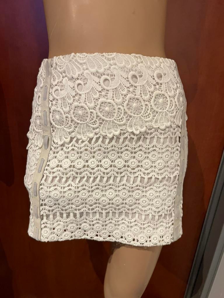 MAJE rok met opgelegd kant maat xs origineel ZGAN, G, Beige, G, B