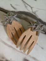 Sla couvert set van 2 houten scheppen met versiering, Ophalen of Verzenden