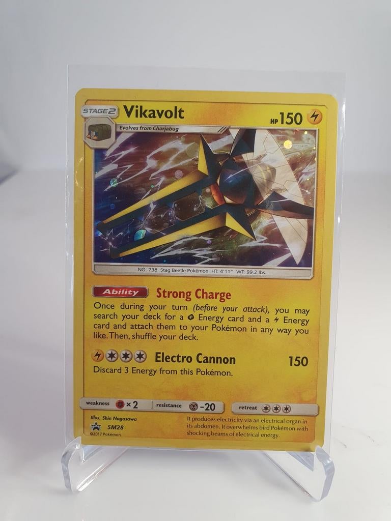 POKEMON KAART; VIKAVOLT, SM28, HOLO, Ophalen of Verzenden, Zo goed als nieuw