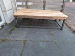 Salontafel van hout en metaal, Huis en Inrichting, Tafels | Salontafels, Ophalen, Gebruikt, Rechthoekig, Overige materialen