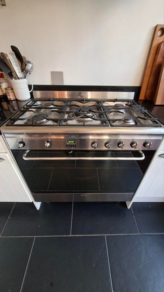 SMEG Fornuis met Afzuigkap 90 cm, Witgoed en Apparatuur, Fornuizen, Gebruikt, 60 cm of meer, Ophalen of Verzenden, Gas