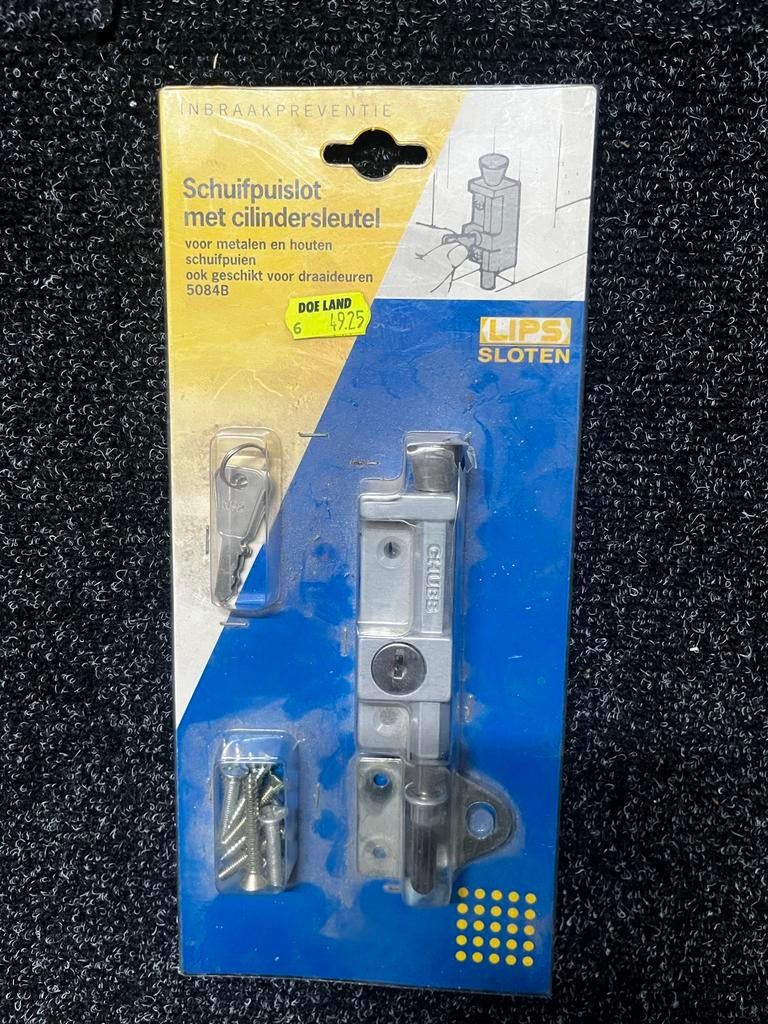 LIPS Schuifpuislot met cilindersleutel - Nieuw, Doe-het-zelf en Verbouw, Hang- en Sluitwerk, Ophalen of Verzenden, Nieuw, IJzer