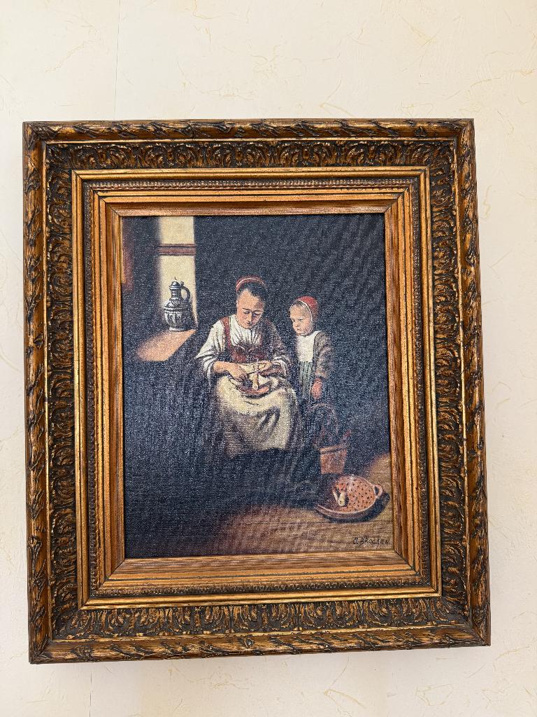 Schilderij J. Brocken "Moeder en Kind" (1980), Ophalen of Verzenden
