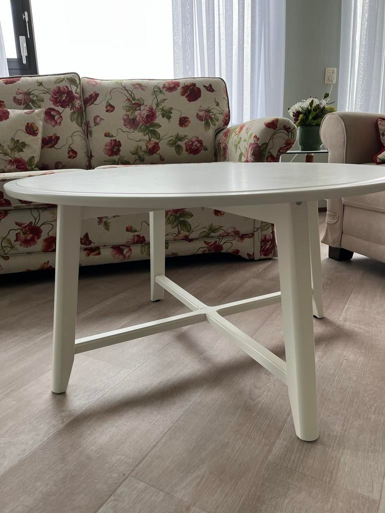 Witte ronde IKEA salontafel, Ø90cm, 85cm hoog, Huis en Inrichting, Ophalen, Rond, 50 tot 100 cm, Zo goed als nieuw