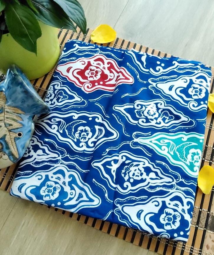 Batik Cap Asli Indonesië #1309, Hobby en Vrije tijd, Stoffen en Lappen, Nieuw, Katoen, 30 tot 120 cm, 30 tot 200 cm, Blauw, Verzenden