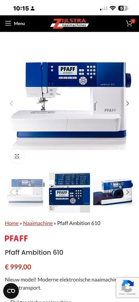 Pfaff Ambition 610 naaimachine in prima staat, Hobby en Vrije tijd, Naaimachines en Toebehoren, Zo goed als nieuw, Naaimachine