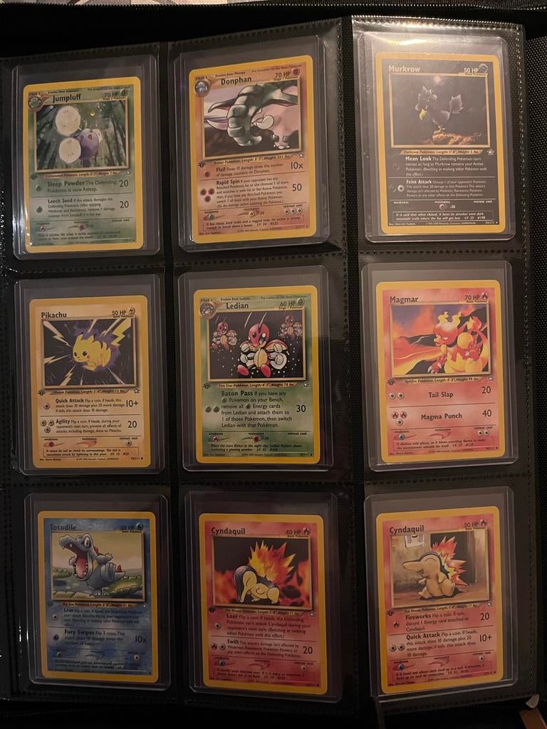Neo genesis 1st edition pokemon kaarten NM, Ophalen of Verzenden, Nieuw, Meerdere kaarten