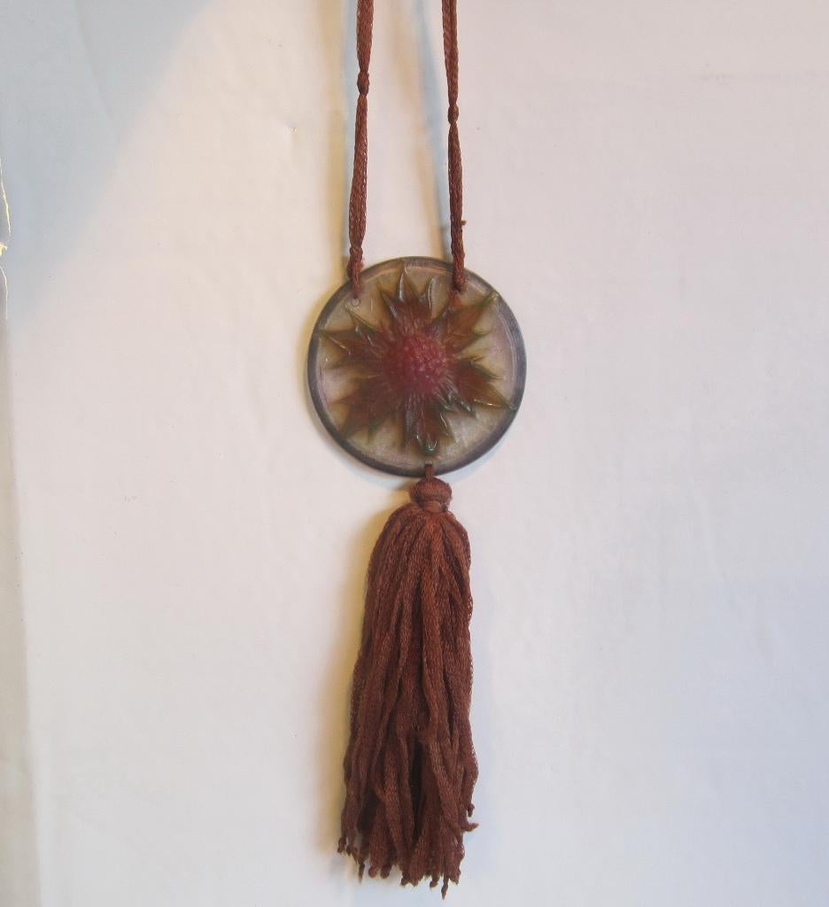 Antieke originele glaspasta hanger G. ARGY ROUSSEAU,1924, Sieraden, Tassen en Uiterlijk, Antieke sieraden, Verzenden, Overige materialen