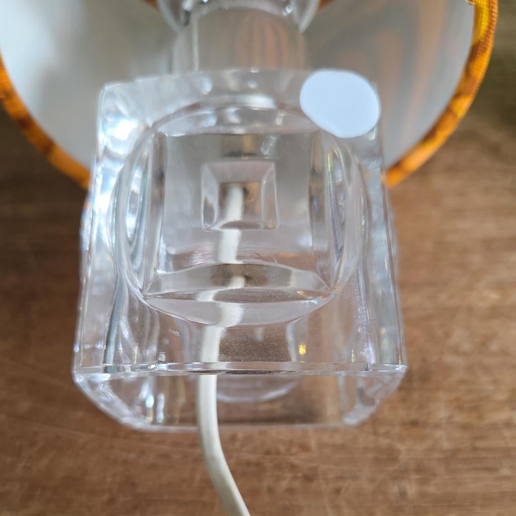 Vintage tafellampje oranje kap, Huis en Inrichting, Lampen | Tafellampen, Ophalen, X, Glas, Zo goed als nieuw