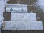 6m2 antieke metrotegels 12x18cm wit groen div randtegels, Ophalen
