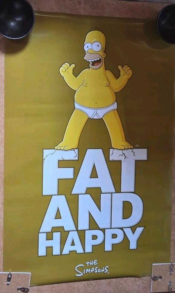 The Simpsons Homer - Fat and Happy - Poster, Ophalen of Verzenden, A1 t/m A3, Film en Tv, Rechthoekig Staand