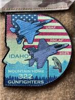 Embleem 322 SQN RNLAF Mountain Home gunfighters, Verzenden, Luchtmacht, Nederland, Embleem of Badge