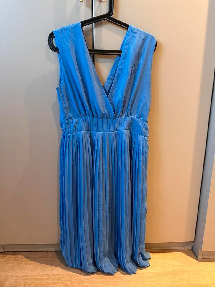 Pepe Jeans blauwe geplooide jurk - Maat L, Kleding | Dames, Jurken, Maat 42/44 (L), Blauw, Knielengte, Ophalen of Verzenden