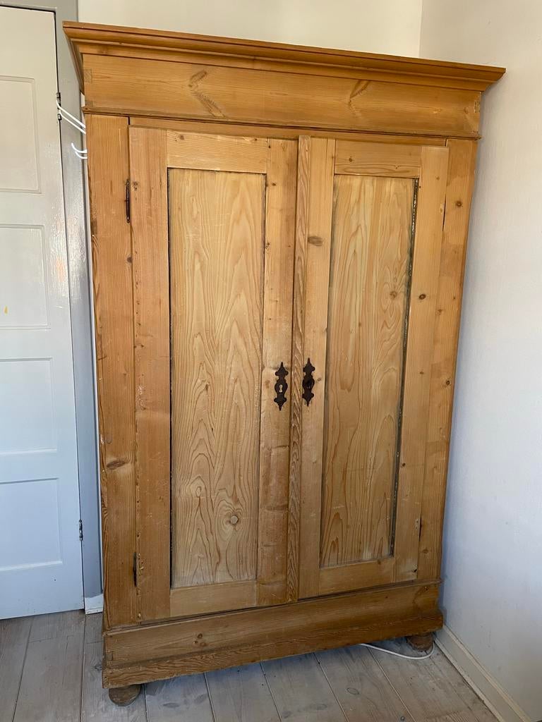 Franse antieke linnenkast - massief grenen, Antiek en Kunst, Antiek | Meubels | Kasten, Ophalen