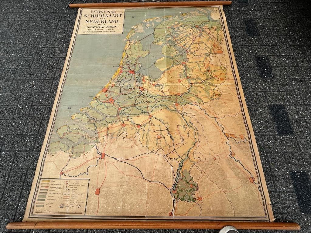 Eenvoudige schoolplaat van Nederland, Antiek en Kunst, Antiek | Schoolplaten, Ophalen of Verzenden, Aardrijkskunde