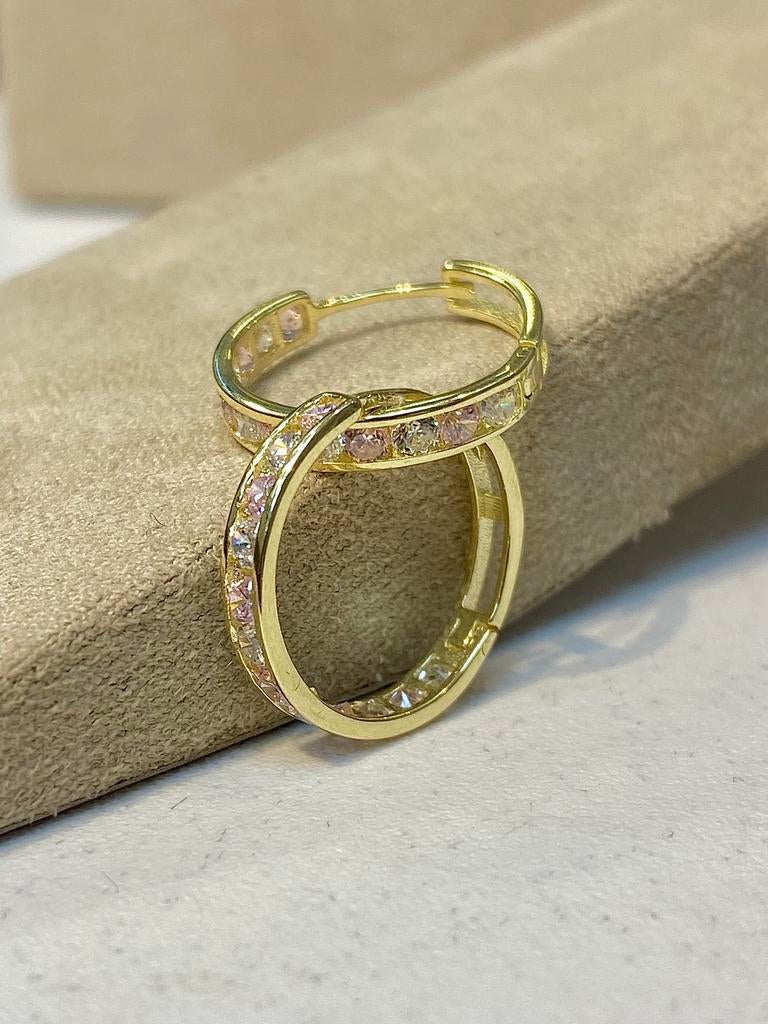 14k Gouden Oorbellen Zirkonia, Nieuw, Ophalen of Verzenden, Met edelsteen, Knopjes of Stekers