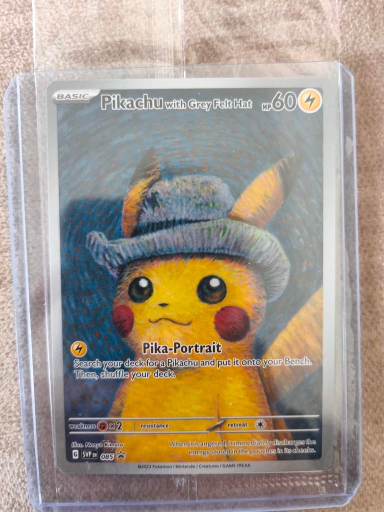 Pikachu van Gogh - with Grey Felt Hat | PSA 9/10 geschat!, Ophalen of Verzenden, Zo goed als nieuw, Losse kaart