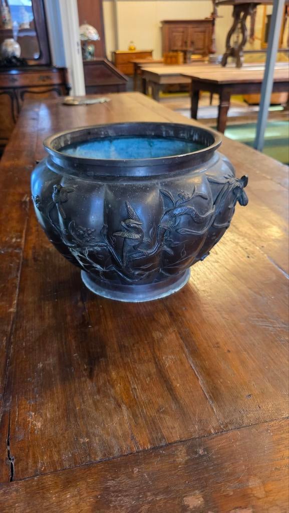 Vroeg 19e eeuwse antieke bronzen Chinese bloempot, Antiek en Kunst, Antiek | Koper en Brons, Ophalen of Verzenden
