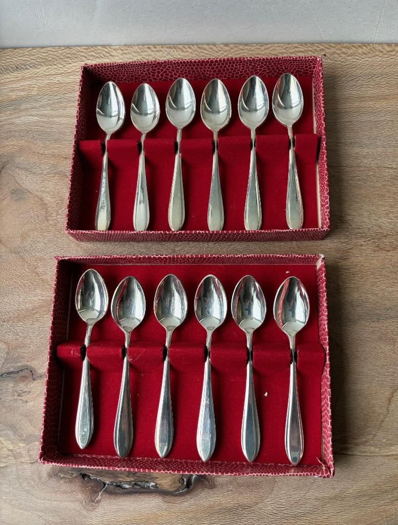 Vintage Mocca Espresso Lepeltjes 9 cm Nieuwpoort 90, Ophalen of Verzenden, Overige materialen, Bestek, Verzilverd