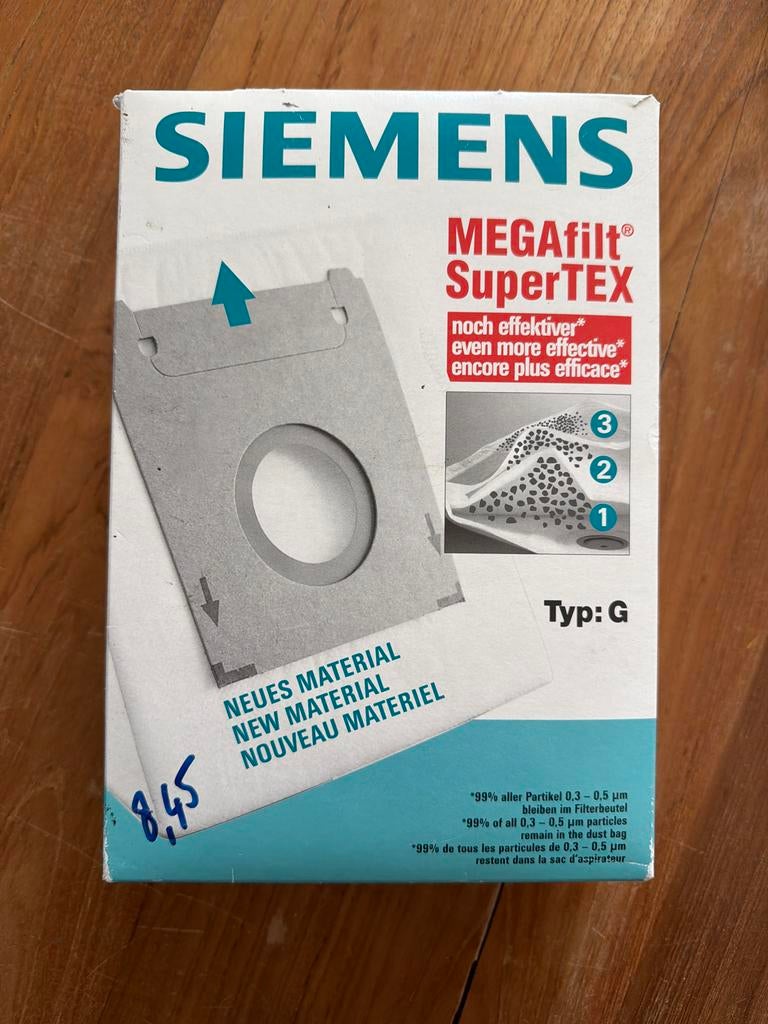 Siemens MEGAfilt SuperTEX Stofzuigerzakken Type G (4 stuks), Ophalen of Verzenden, Nieuw, Stofzak, Stofzuiger