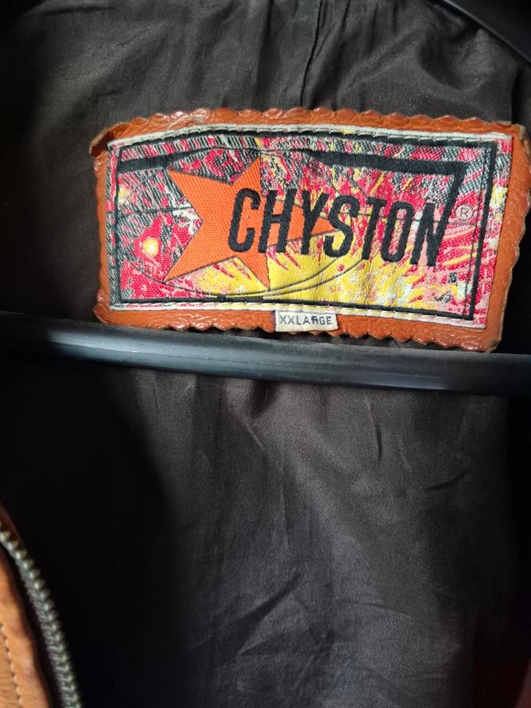 Chyston leren jas Oranje/Zwart XXL, Ophalen of Verzenden