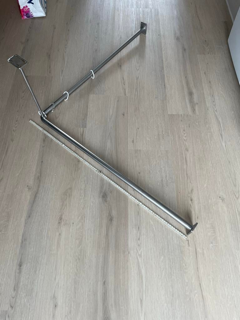 RVS Douchegordijn Beugel 100x100x40 cm, Ø 25.4 mm, Huis en Inrichting, Ophalen, Gebruikt, Grijs, Overige typen